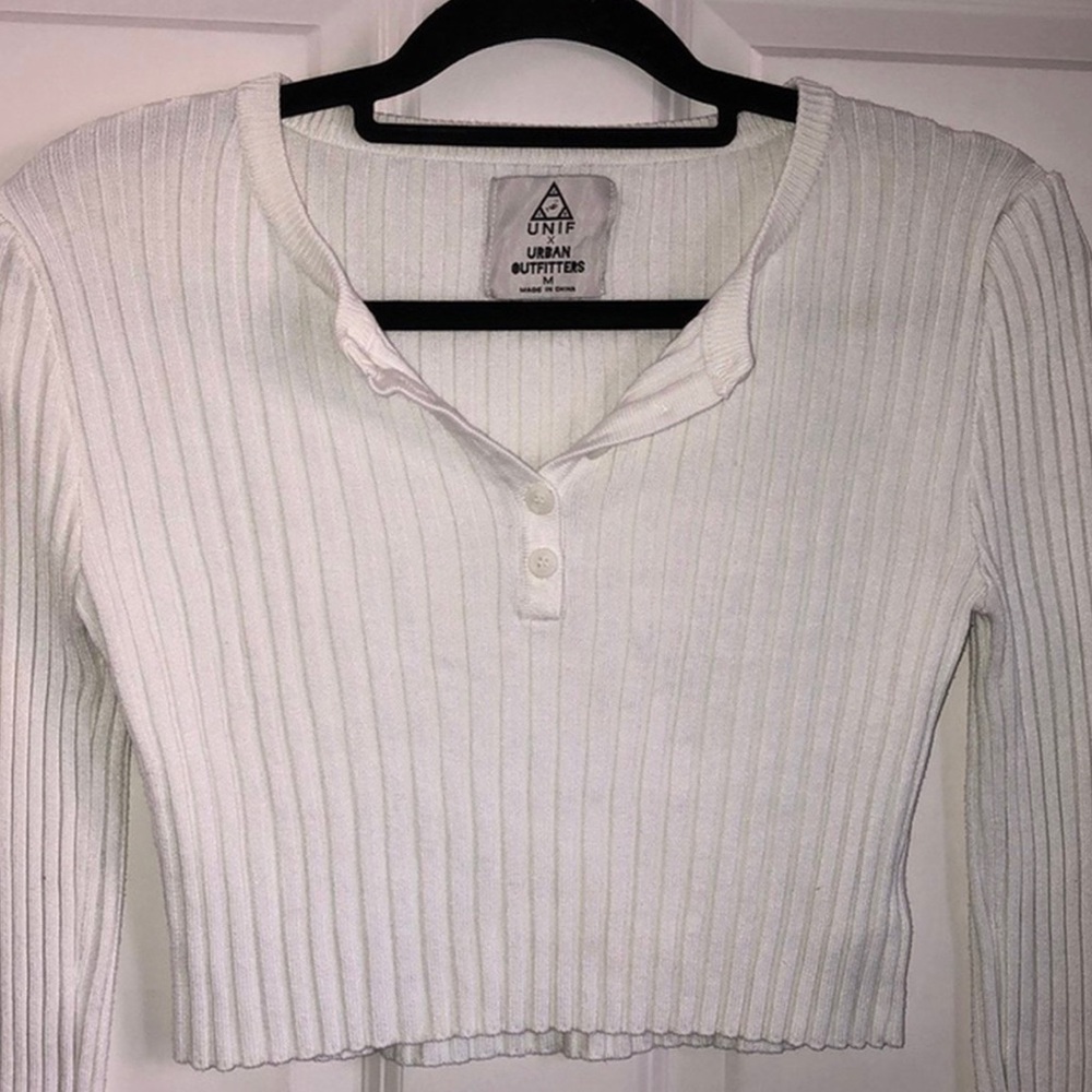 Unif / urban outfitters white long sleeve crop top